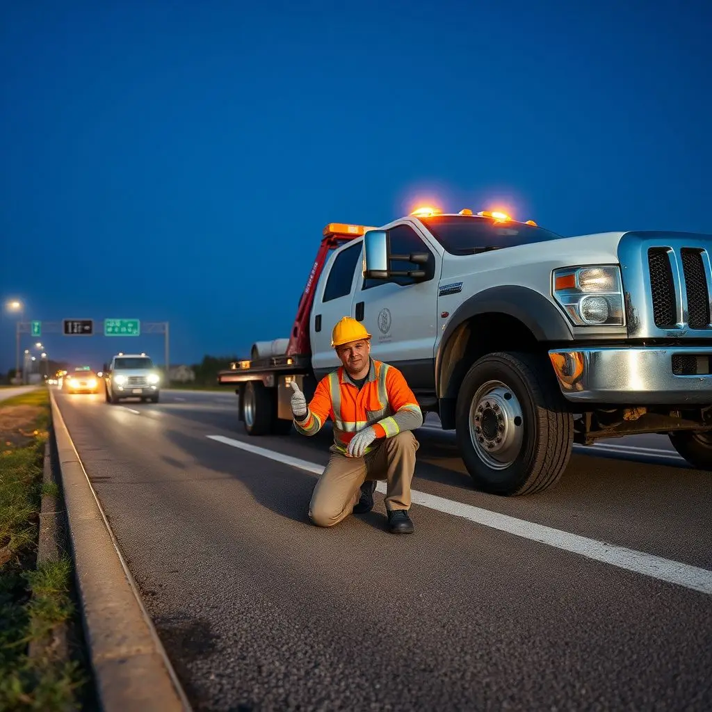 A clean, modern flatbed tow truck operator securing a vehicle safely for transport in Gonzales, LA.
